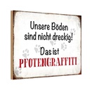 Holzschild 20x30 cm Hund Boden Pfotengraffiti Tier Haustier