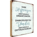 Holzschild 30x20 cm habe Hoffnungen nie Erwartungen Spruch Zitat