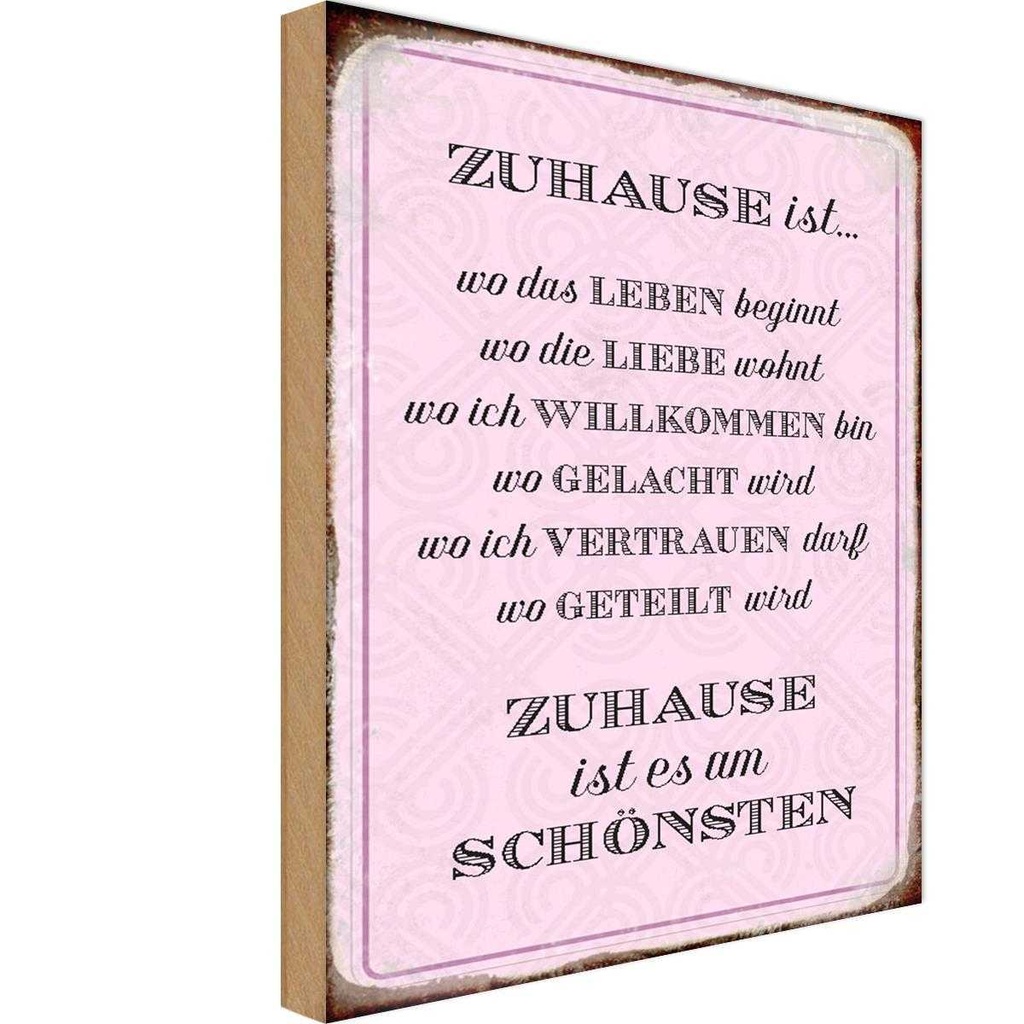 Holzschild 30x20 cm Zuhause ist es am schönsten Dekoration