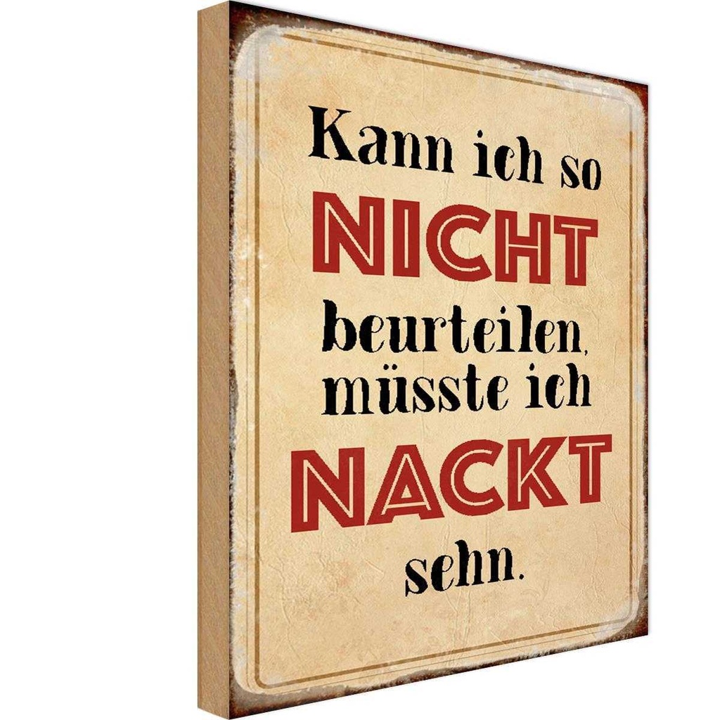 Holzschild 30x20 cm kann so nicht muss nackt sehn Dekoration
