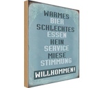 Holzschild 30x20 cm warmes Bier schlechtes Essen Trinken