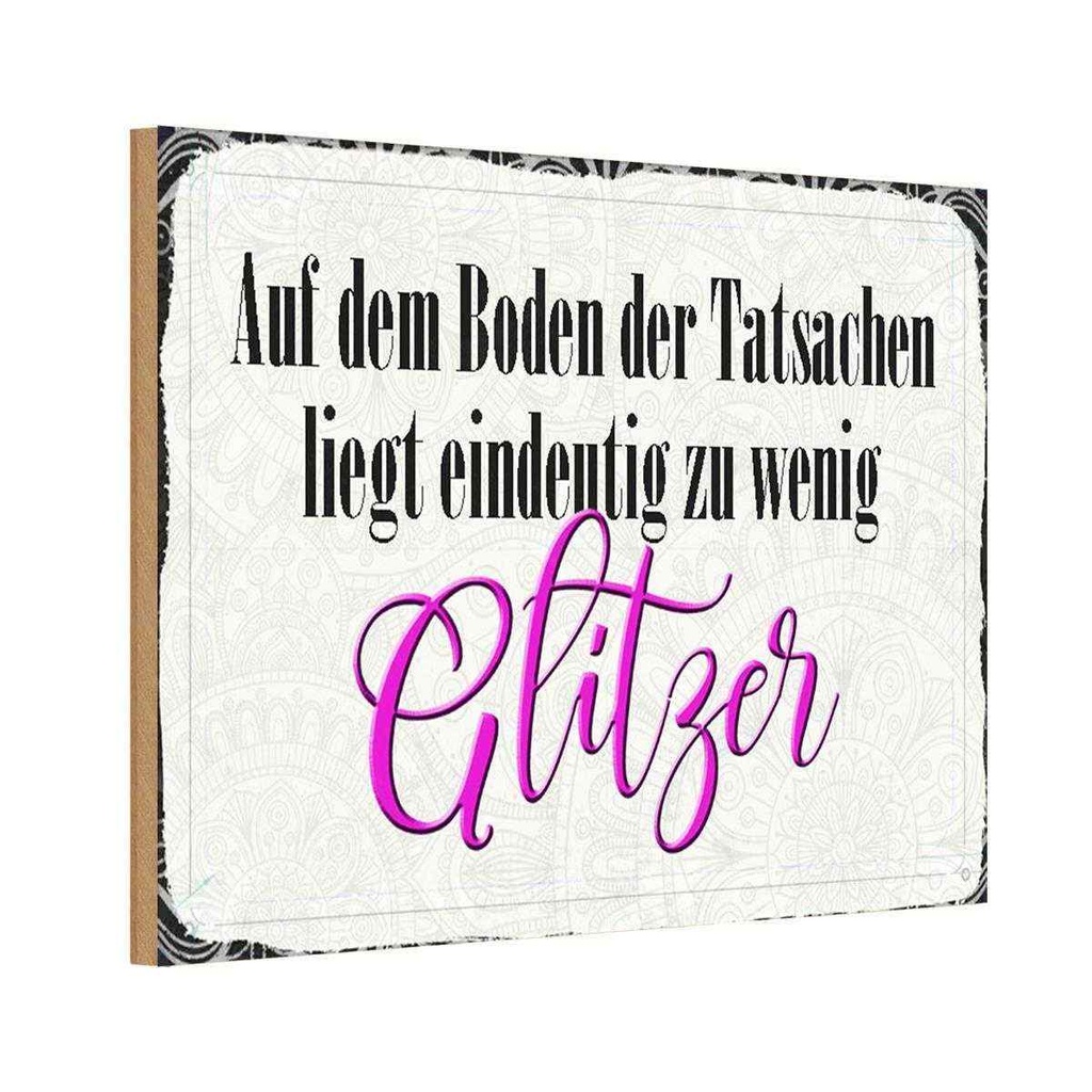 Holzschild 20x30 cm auf dem Boden zu wenig Glitzer