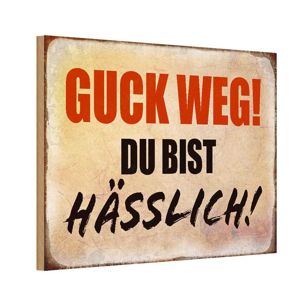 Holzschild 20x30 cm quck weg du bist hässlich Dekoration