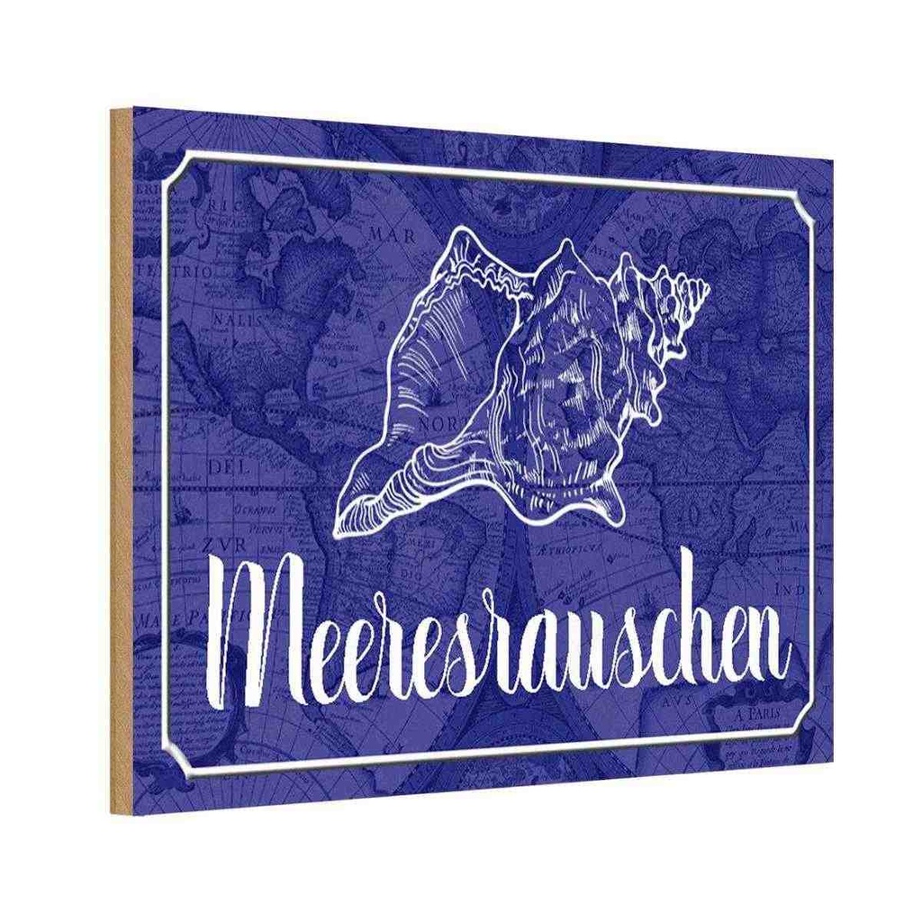 Holzschild 20x30 cm Meeresrauschen Muschel Meer Essen Trinken