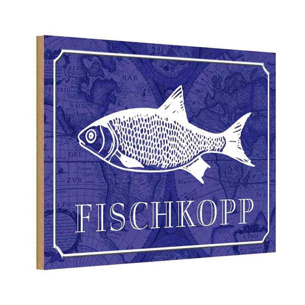 Holzschild 20x30 cm Fischkopp Fisch Tier Haustier