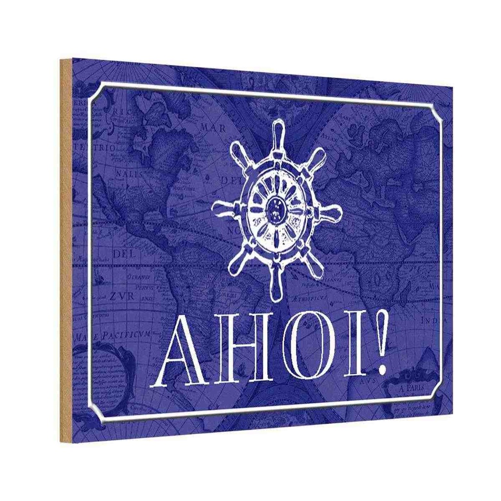 Holzschild 20x30 cm Ahoi Schiff Boot Seemann Dekoration