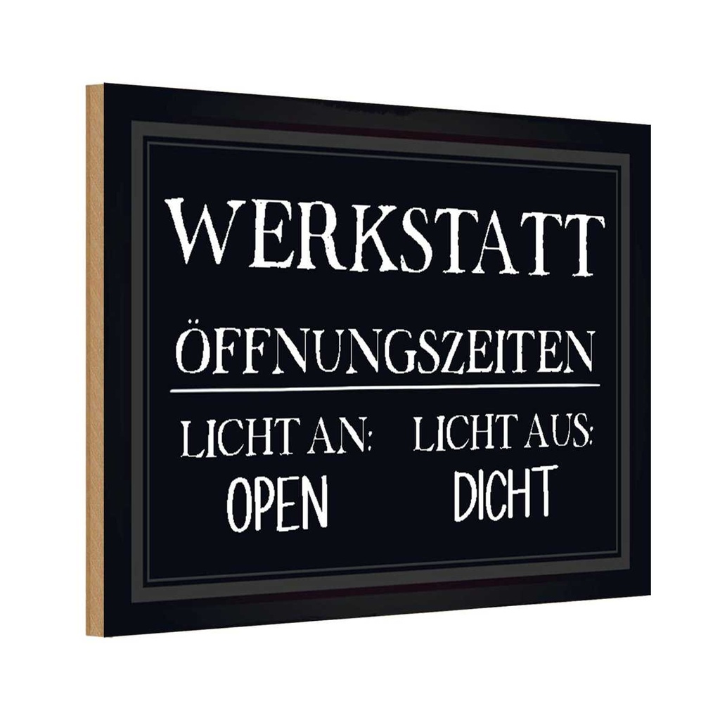 Holzschild 20x30 cm Werkstatt Öffnungszeiten open Auto Garage