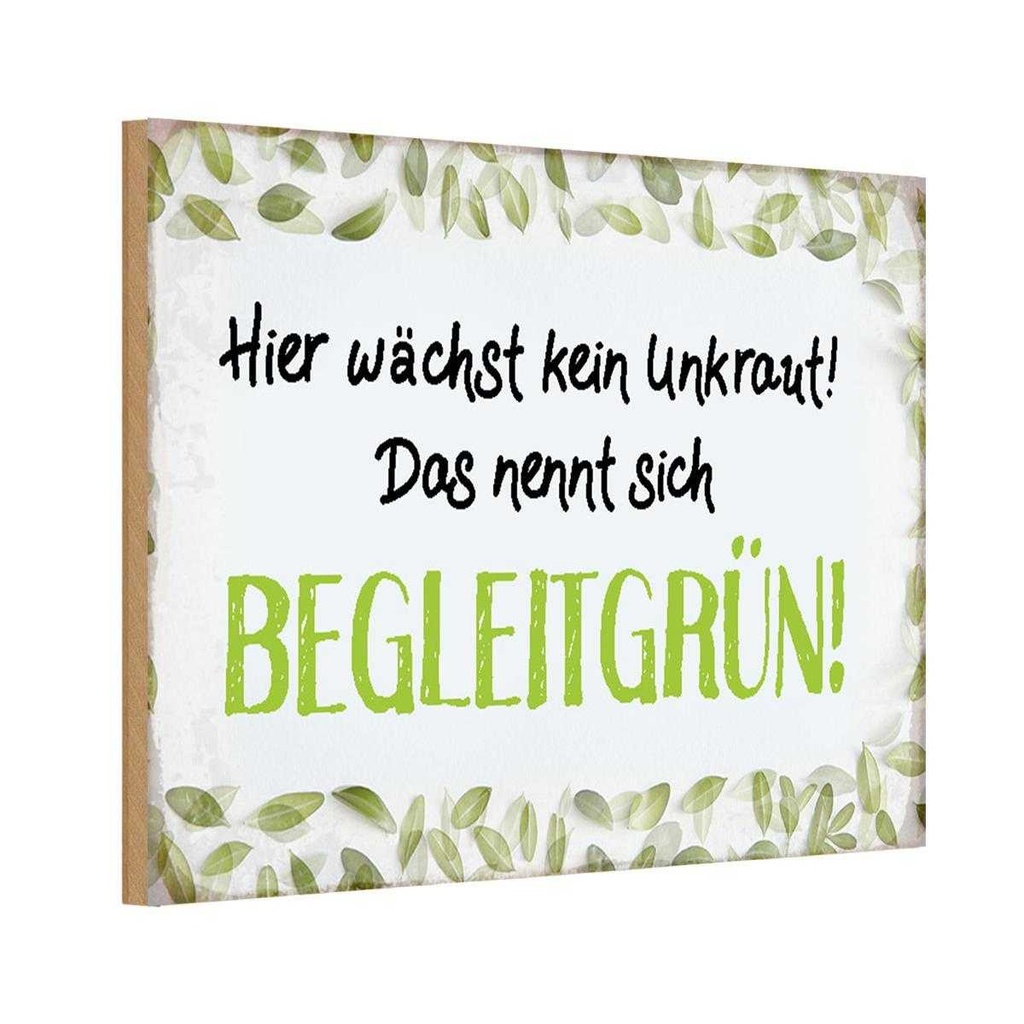 Holzschild 20x30 cm wächst kein Unkraut Begleitgrün Spruch Zitat