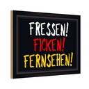 Holzschild 20x30 cm Fressen ficken Fernsehen Dekoration