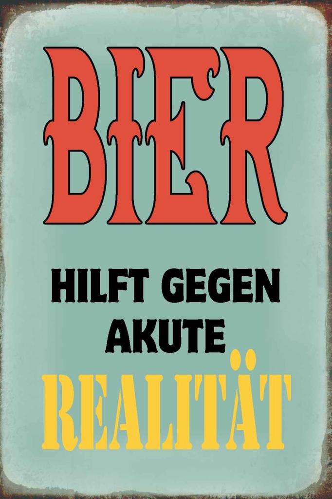 Holzschild 30x20 cm Bier hilft gegen akute Realität