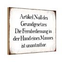 Holzschild 20x30 cm Fernbedienung in der Hand Mannes Spruch Zitat