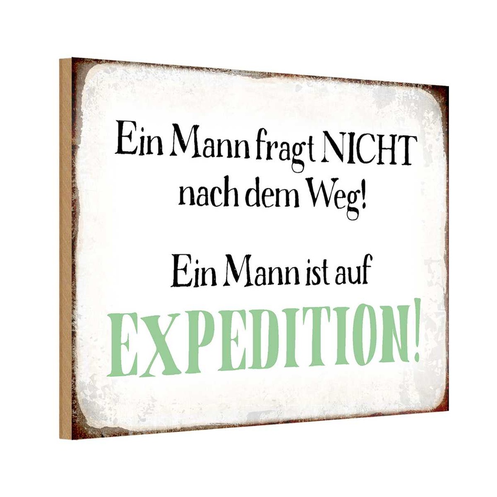 Holzschild 20x30 cm Mann fragt nicht nach dem Weg Männer Frauen
