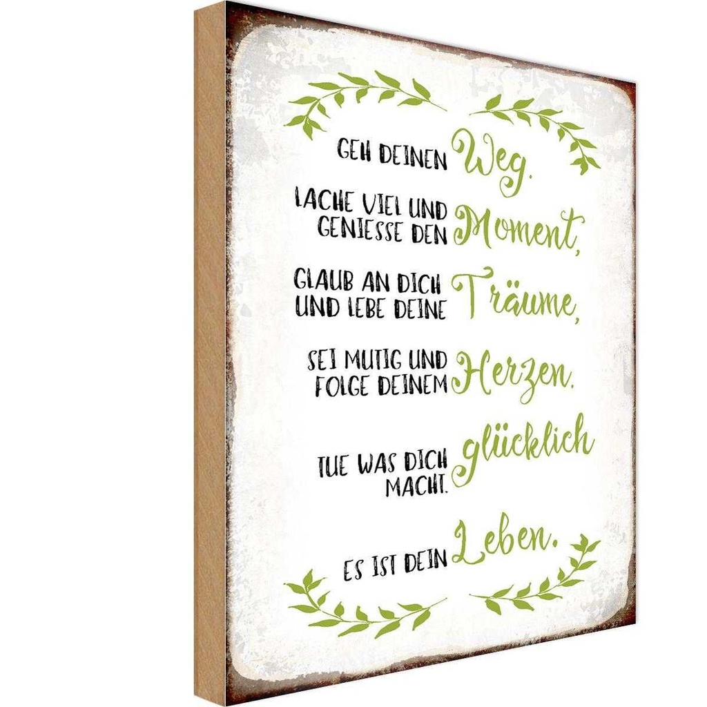 Holzschild 30x20 cm geh deinen Weg lache viel Spruch Zitat
