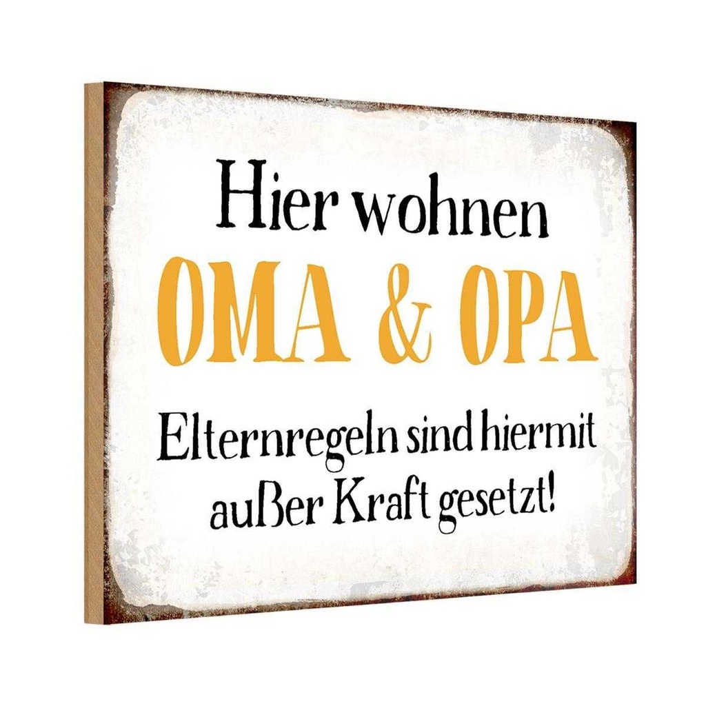 Holzschild 20x30 cm hier wohnen Opa und Oma