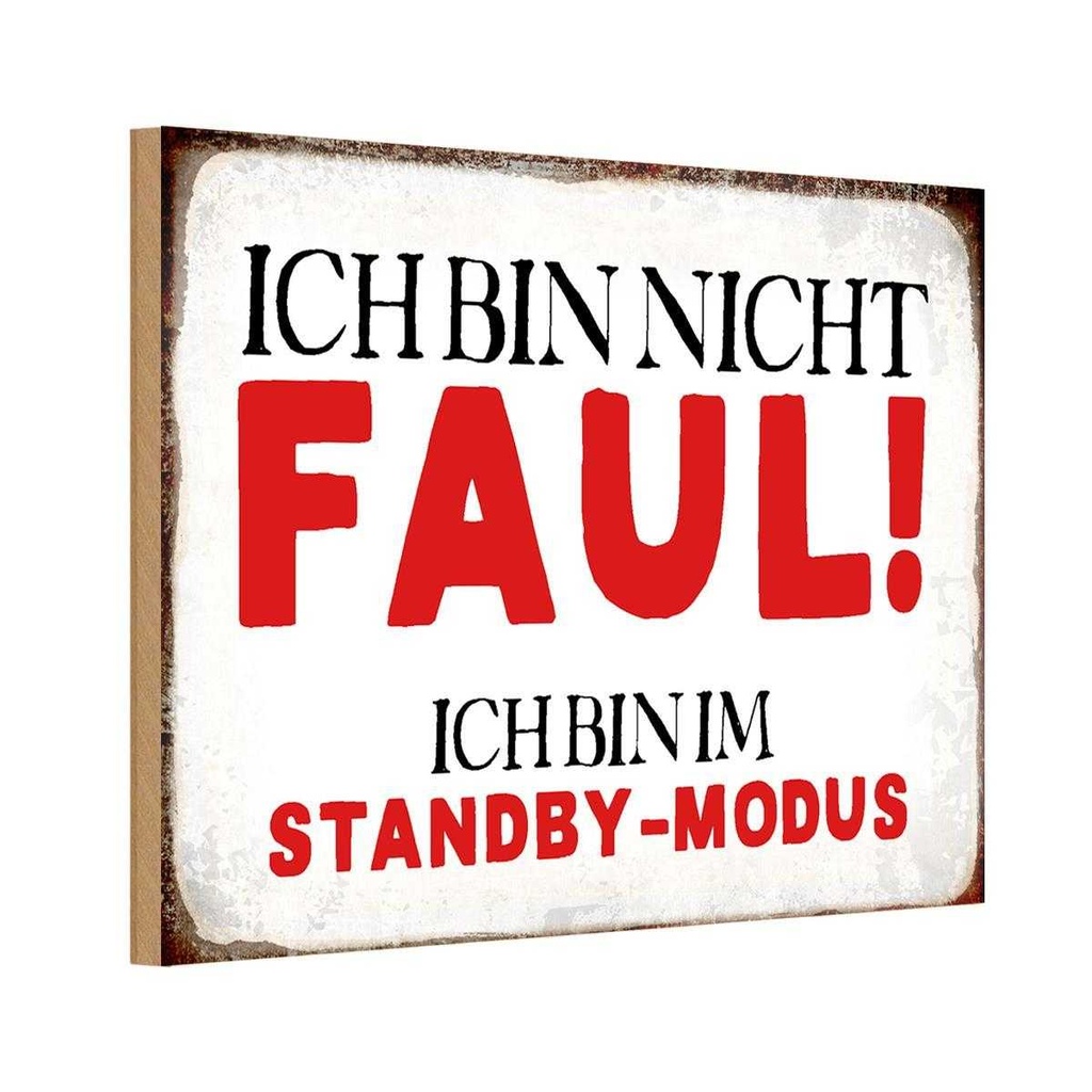 Holzschild 20x30 cm bin nicht faul im standby Modus
