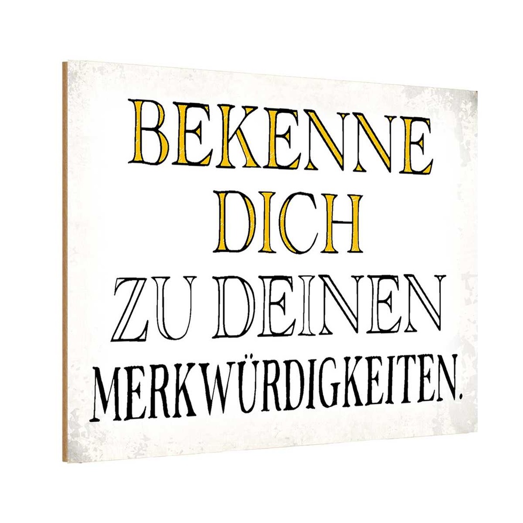Holzschild 20x30 cm bekenne dich Merkwürdigkeiten Dekoration