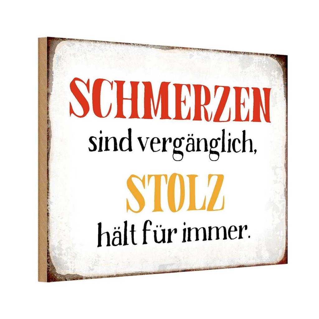 Holzschild 20x30 cm Schmerzen Solz hält für immer Dekoration