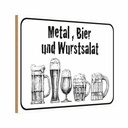 Holzschild 20x30 cm Bier und Wurstsalat Essen Trinken