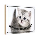 Holzschild 20x30 cm Katze ich hab dich lieb Tier Haustier