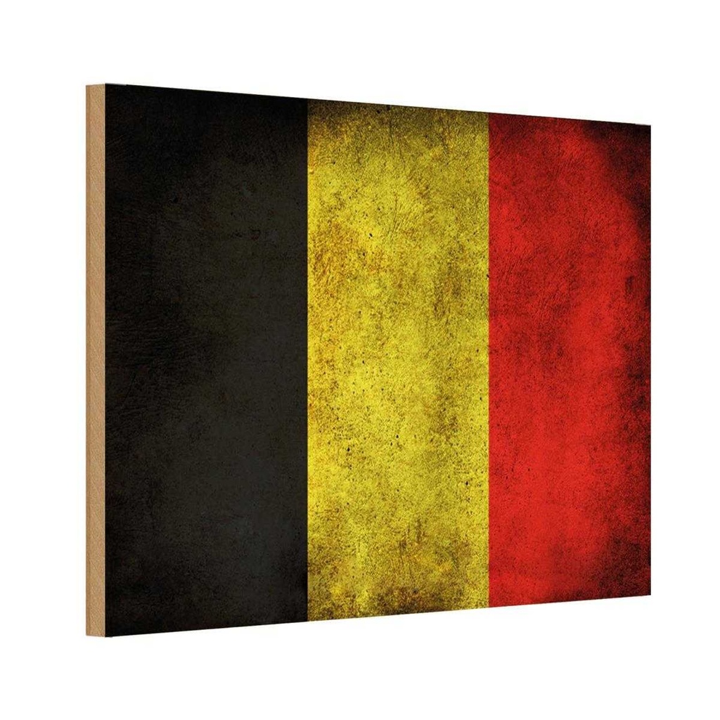 Holzschild 20x30 cm Belgien Fahne Flagge Wappen