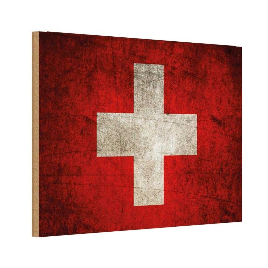 Holzschild 20x30 cm Schweiz Fahne Flagge Wappen