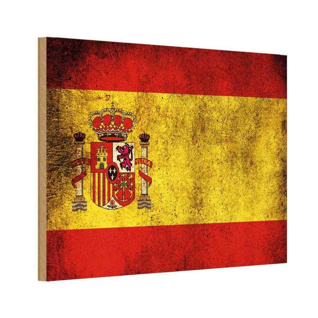 Holzschild 20x30 cm Spanien Fahne Flagge Wappen