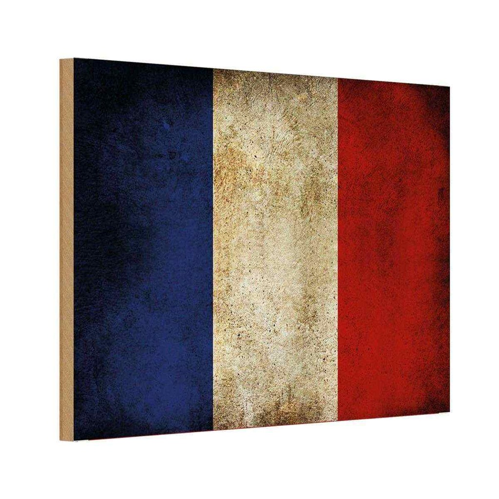 Holzschild 20x30 cm Frankreich Fahne Flagge Wappen