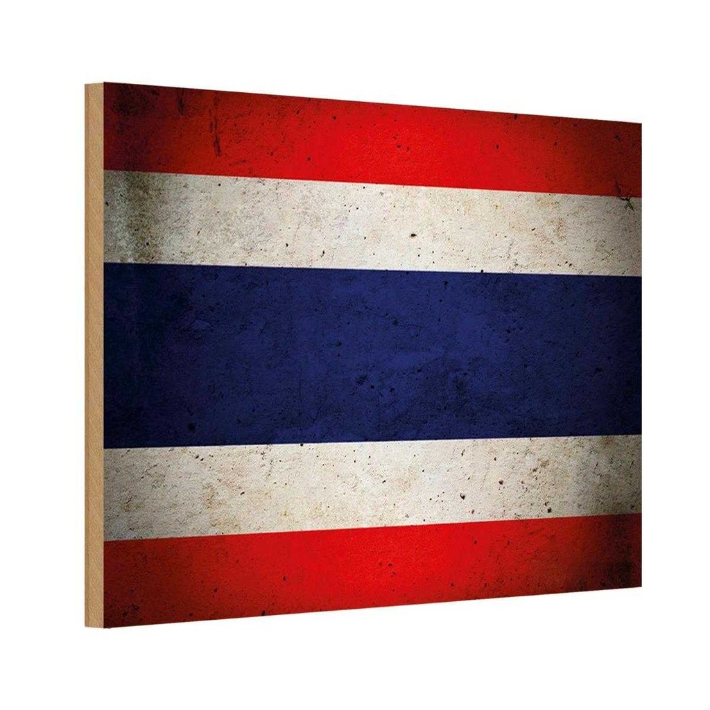Holzschild 20x30 cm Thailand Fahne Flagge Wappen