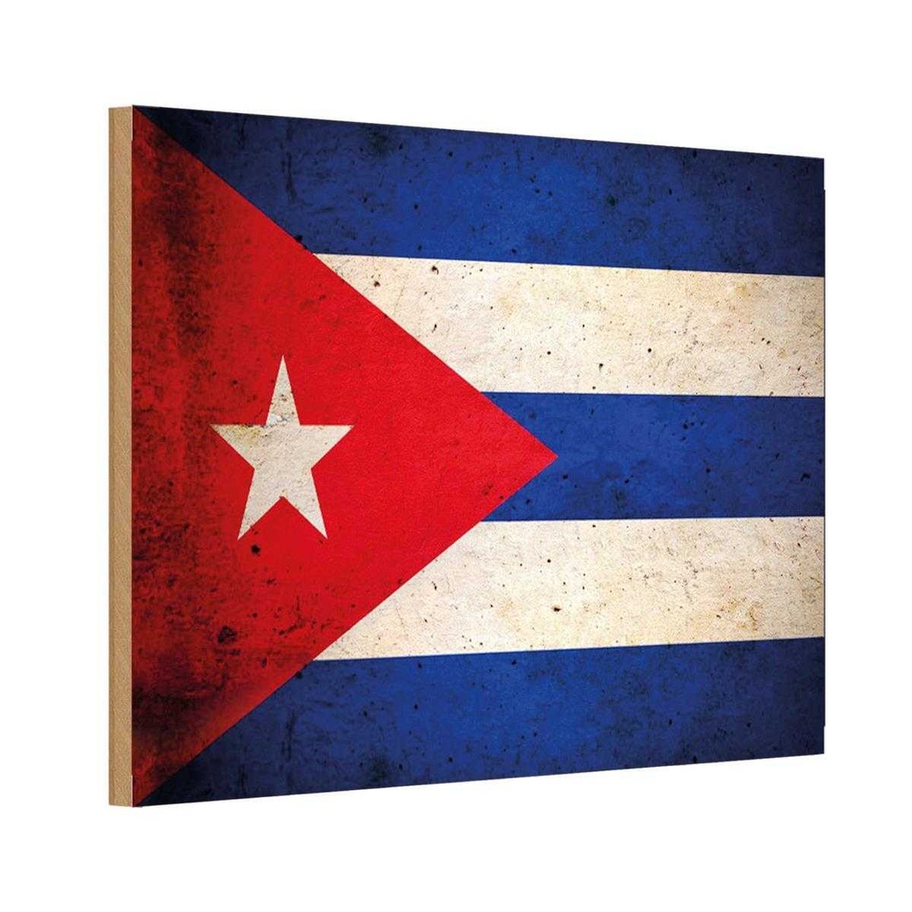 Holzschild 20x30 cm Kuba Cuba Fahne Flagge Wappen