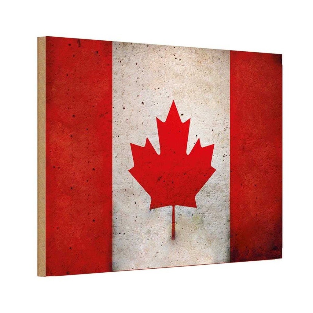 Holzschild 20x30 cm Kanada Fahne Flagge Wappen