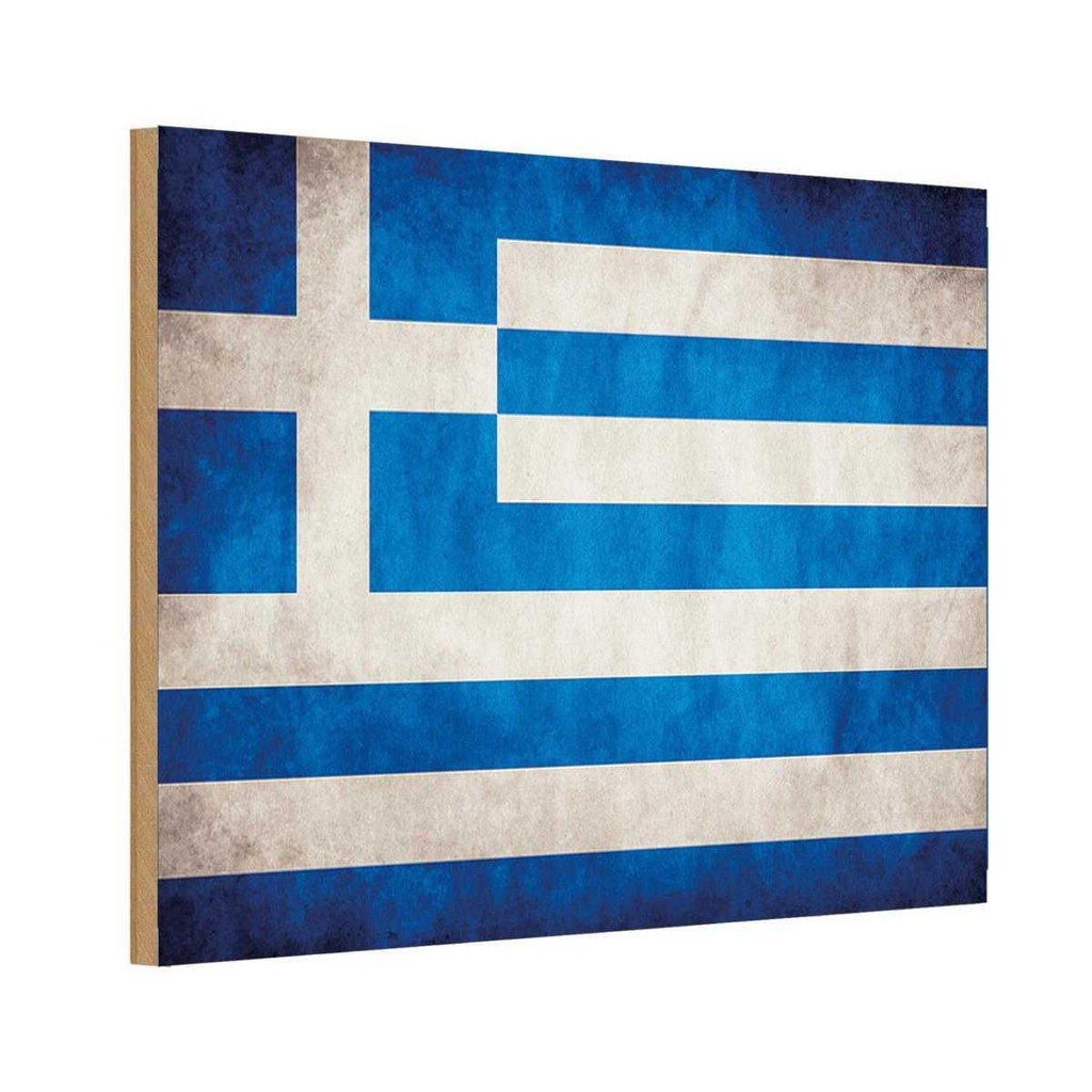 Holzschild 20x30 cm Griechenland Fahne Flagge Wappen