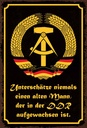 Holzschild 30x20 cm unterschätze niemals Fahne Wappen Mann DDR Flagge Witz Humor Lustig Spaß