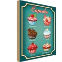 Holzschild 30x20 cm Essen Cupcake Raspberry Chocolate Trinken