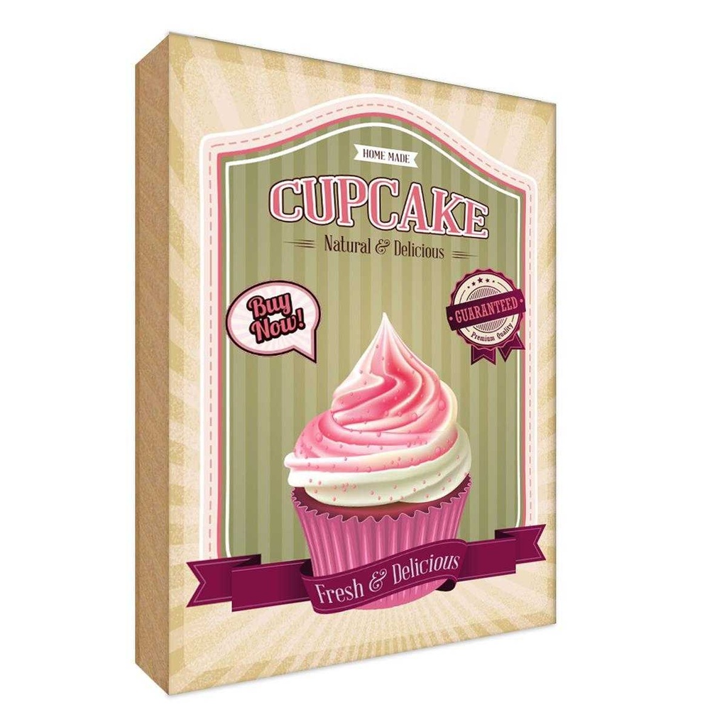 Holzschild 30x20 cm Essen Cupcake natural Delicious home Trinken