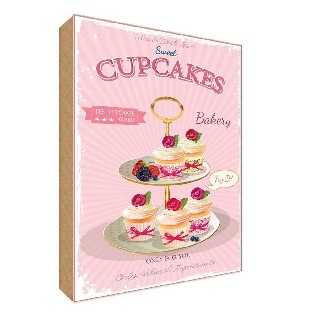 Holzschild 30x20 cm Essen sweet Cupcakes best award Trinken