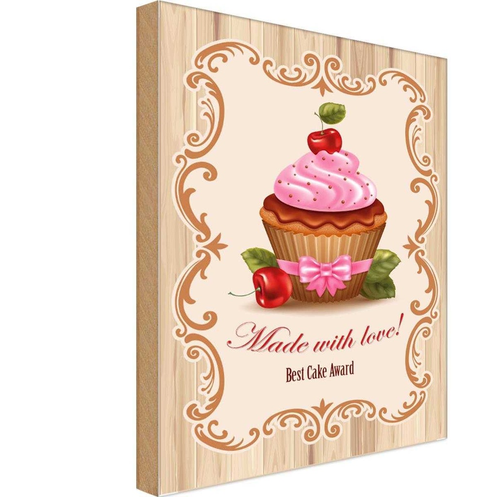 Holzschild 30x20 cm Essen best Cupcake award with Love Trinken