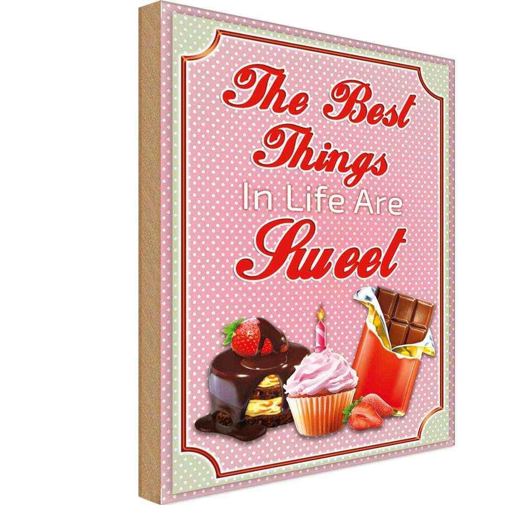 Holzschild 30x20 cm Cupcake best things in life are sweet Essen Trinken
