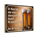 Holzschild 20x30 cm Bier ihr Mann kommt aus Kneipe