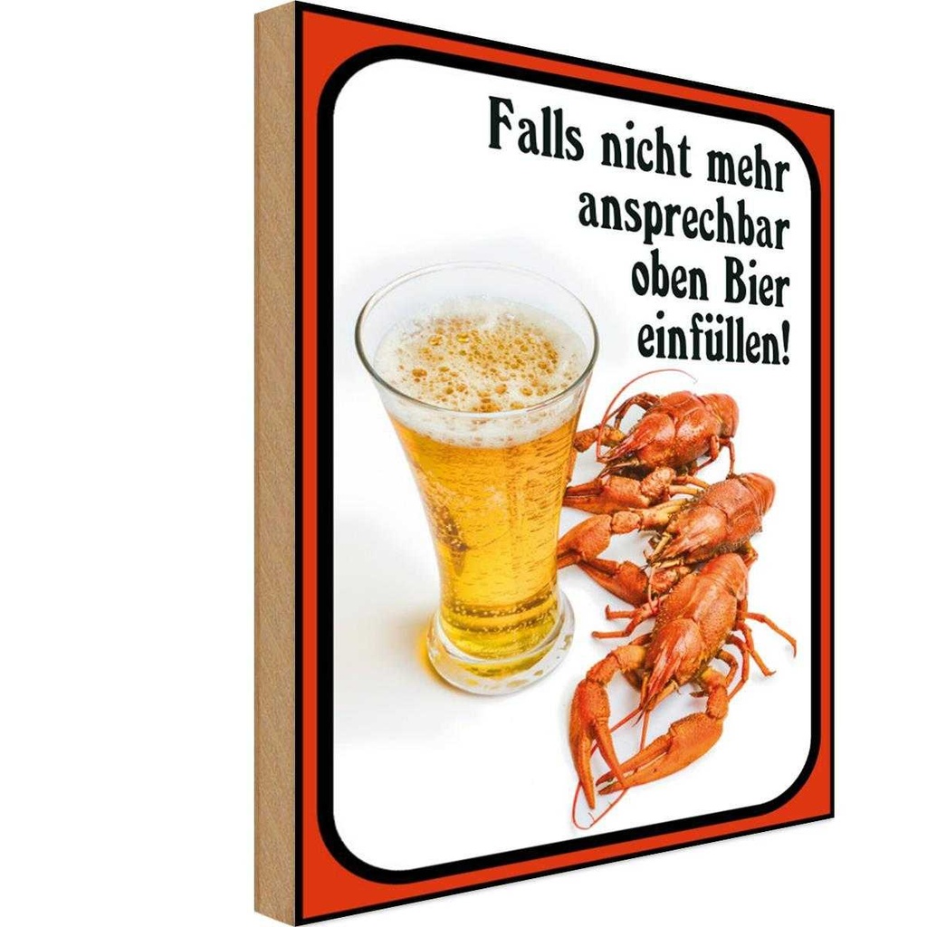 Holzschild 30x20 cm falls nicht ansprechbar Bier Essen Trinken