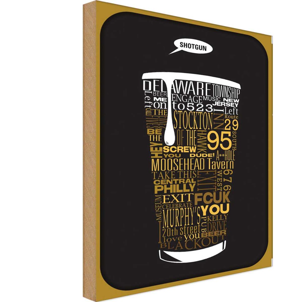 Holzschild 30x20 cm Shotgun Dosenstechen Bier Essen Trinken