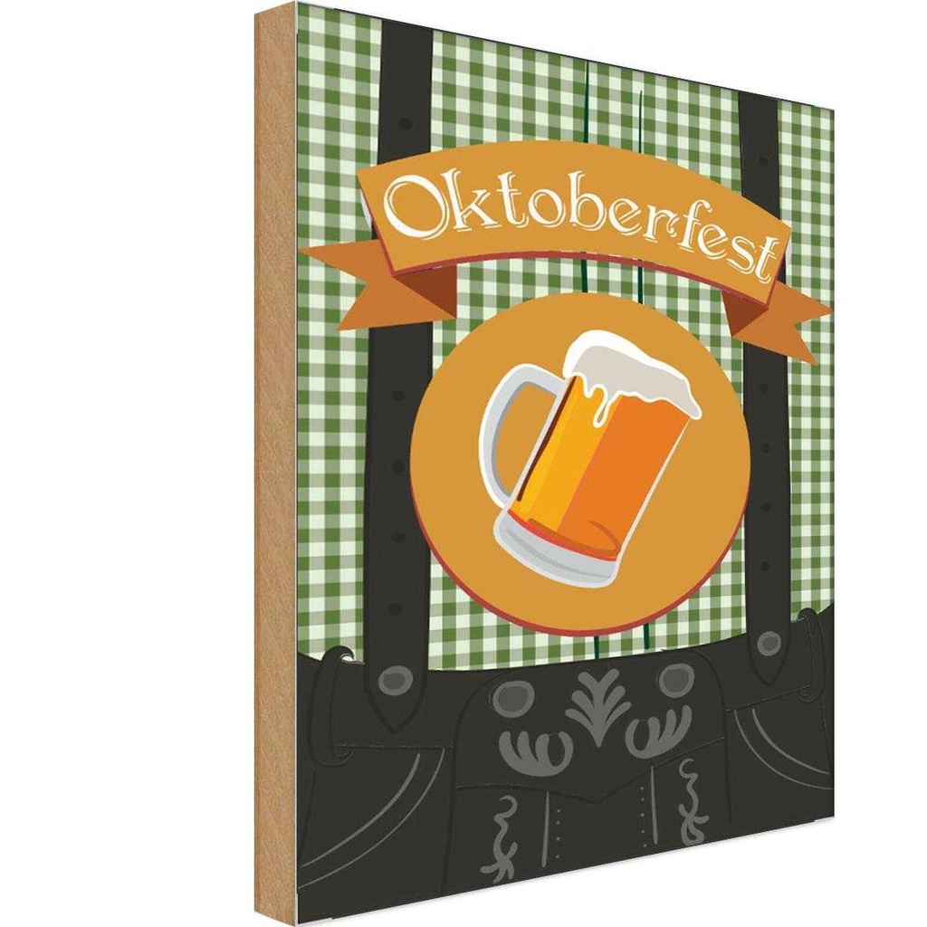 Holzschild 30x20 cm Alkohol Bier Oktoberfest Essen Trinken