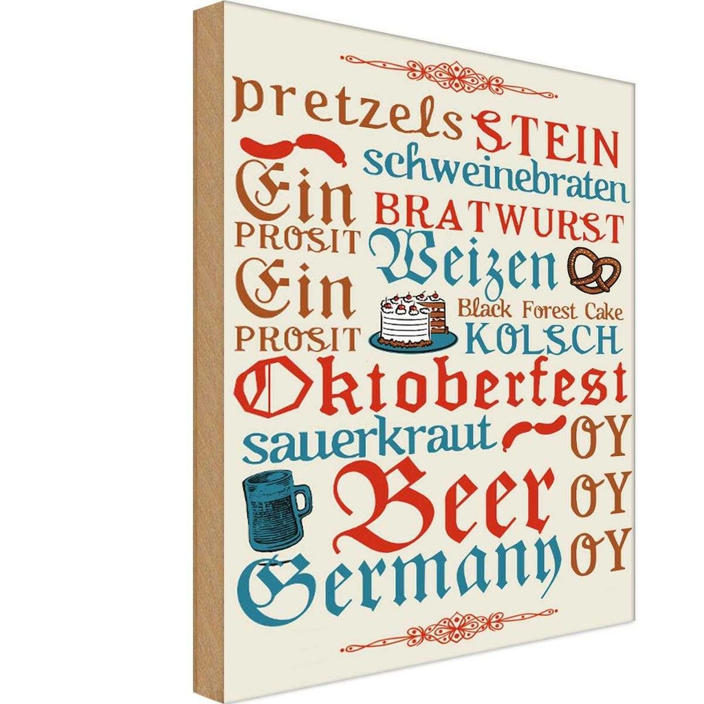 Holzschild 30x20 cm Oktoberfest Beer Wurst Germany Deutschland