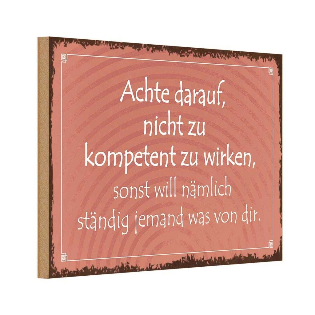 Holzschild 20x30 cm kompetent ständig will jemand Dekoration