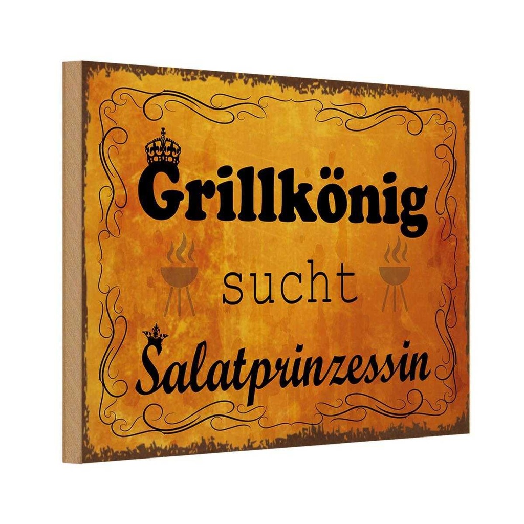 Holzschild 20x30 cm Grillkönig Salatprinzessin Essen Trinken