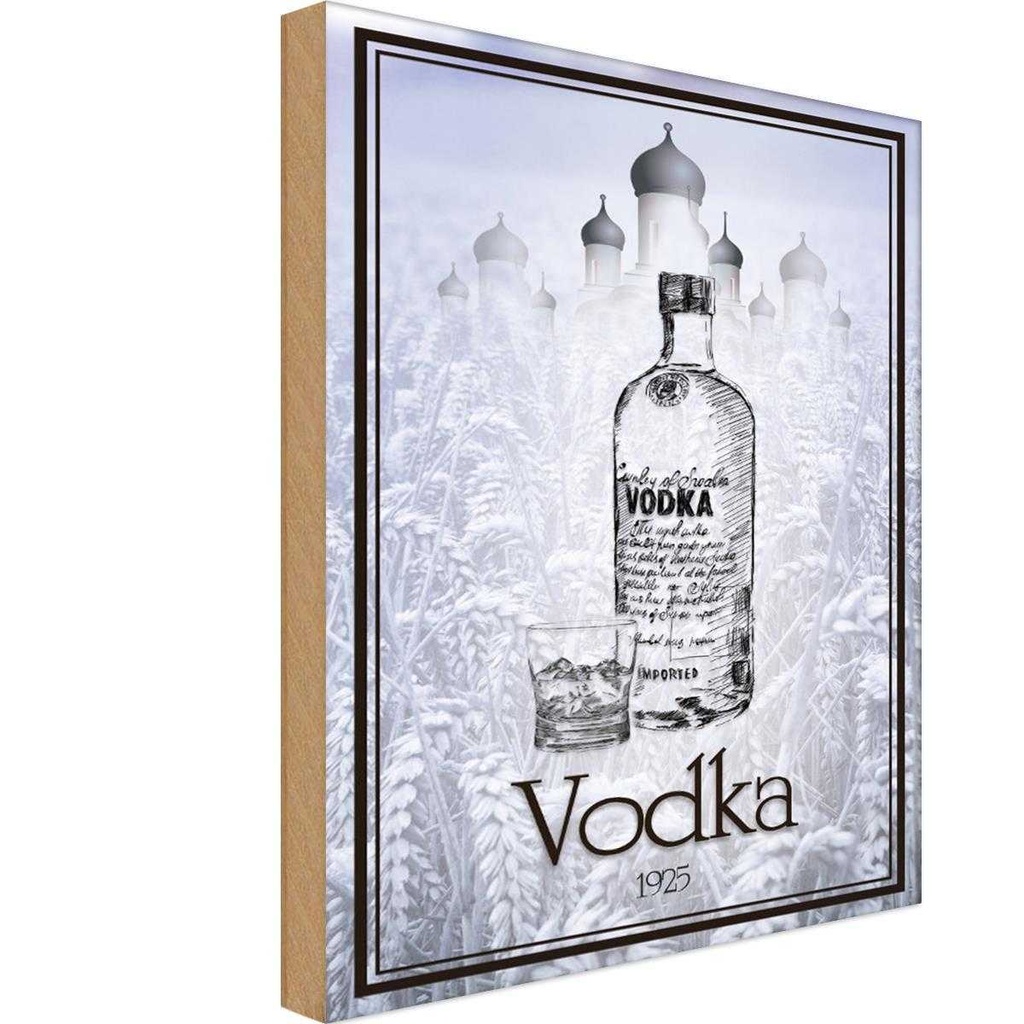 Holzschild 30x20 cm Alkohol 1925 Vodka imported Essen Trinken