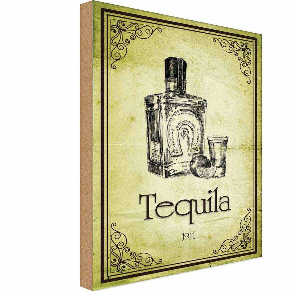 Holzschild 30x20 cm Alkohol 1911 Tequila Essen Trinken