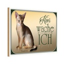 Holzschild 20x30 cm Katze Abessinier hier wache ich Tier Haustier