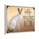 Holzschild 20x30 cm Katze Balinesenkatze hier wache ich Tier Haustier