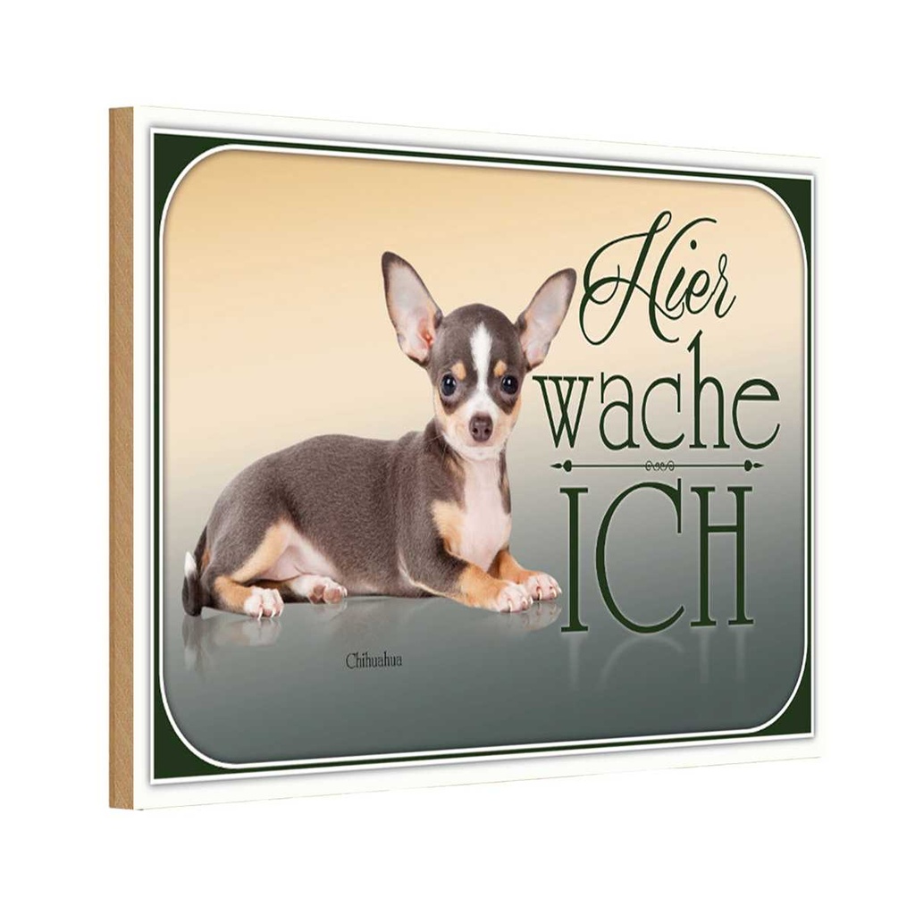 Holzschild 20x30 cm Hund Welsh Corgi hier wache ich Tier Haustier