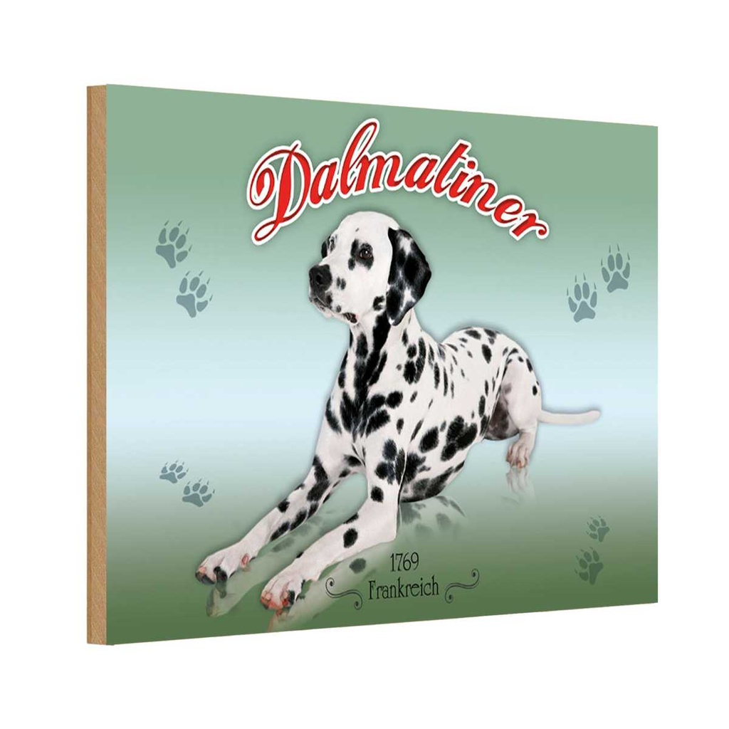 Holzschild 20x30 cm Hund Dalmatiner 1769 Frankreich Tier Haustier